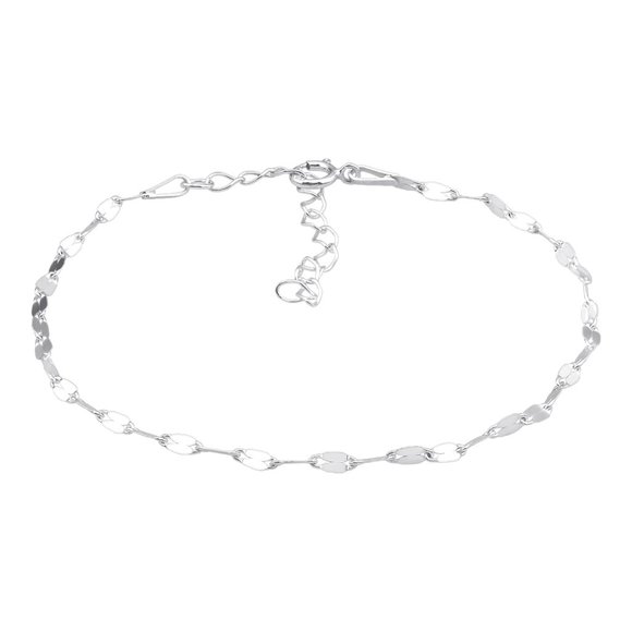 Sterling Silver Flat Chain Anklet - Picture 3 of 9